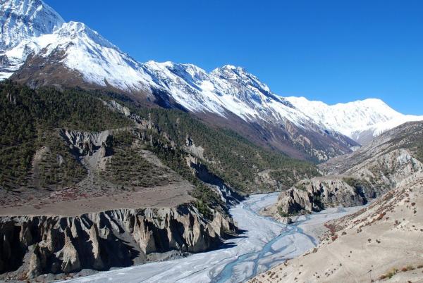 Confluence of the Marsyangdi River with