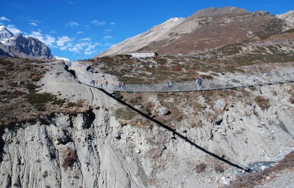 Hanging bridge close to the Yak Kharka