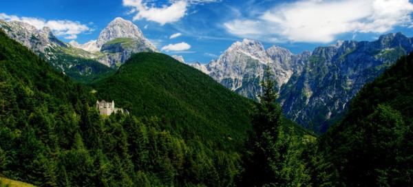Mangart pass with fortress Trdnjava Predel