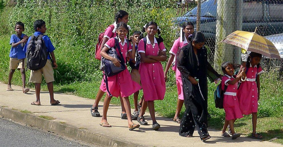 Schoolchildren along the road