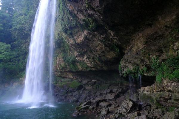 The path behind the waterfall