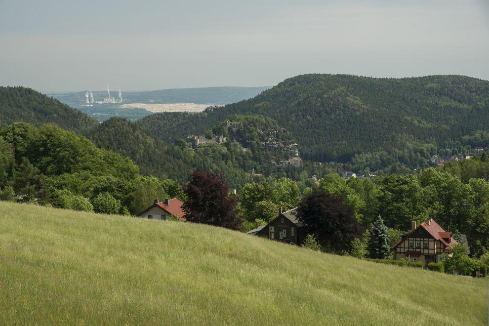 Výhled z Krompachu na hrad Oybin