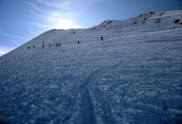 Under the steep slope
