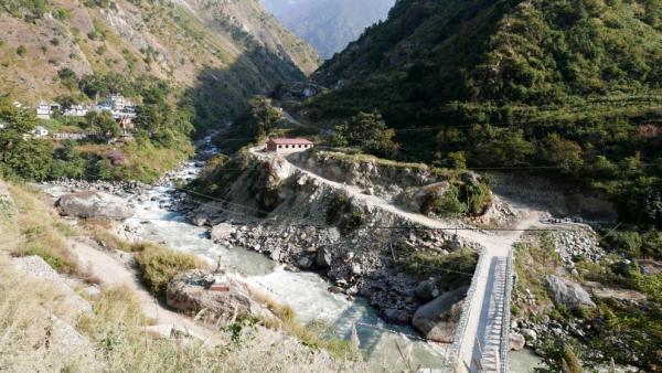 Vyhlídka na soutok řeky Trishuli a Langtang Kholy