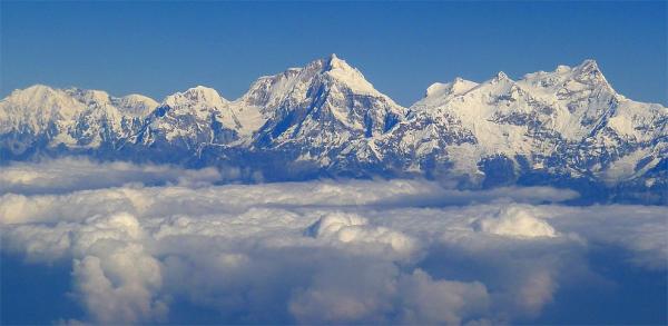 Aerial view of the massif Manaslu