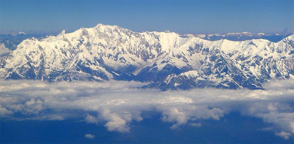 Letecký pohled na Annapurna I a Machhapu